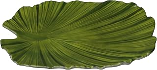 Elite Global Solutions D873PL-DG Small Palm Leaf Plate, 8" x 7 3/4" x 1" h., Melamine, Design Green (Pack of 6)
