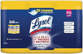 Lysol Disinfecting Wipes Value Pack, Lemon and Lime Blossom, 240 Count (Pack of 2)
