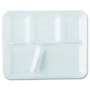 Genpak 10500 Foam School Trays, 5-Comp, 10 2/5 x 8 2/5 x 1 1/4, White (Case of 500)