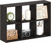 Furinno Rossi 6-Cube Floating Shelves for Wall, Desktop Organizer, Dark Oak