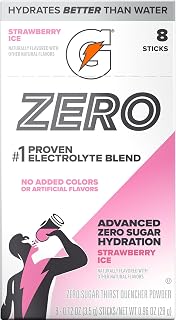 Gatorade Zero Thirst Quencher Powder, Strawberry Ice, 0.12 Oz X 8
