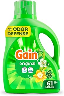 Gain Liquid Laundry Detergent with Odor Defense, Original Scent, Laundry Soap For HE Washing Machines, 81 fl oz, 61 Loads (Packaging May Vary)