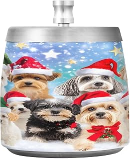 Christmas Dogs Splash Ashtray with Lid, Outdoor Ashtrays for Patio