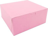 SOUTHERN CHAMPION TRAY 0861 Pink Paperboard Non-Window Lock-Corner Bakery Box, 9" Length x 9" Width x 4" Height (Case of 200)