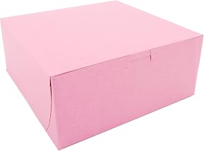 SOUTHERN CHAMPION TRAY 0861 Pink Paperboard Non-Window Lock-Corner Bakery Box, 9" Length x 9" Width x 4" Height (Case of 200)