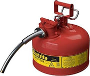 Justrite Type II Gasoline Safety Can, Red Galvanized Steel, FM Approved