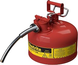 Justrite Type II Gasoline Safety Can, Red Galvanized Steel, FM Approved