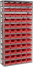 Global Industrial 13 Shelf Steel Shelving with (60) 4" H Plastic Shelf Bins, Red, 36x12x72