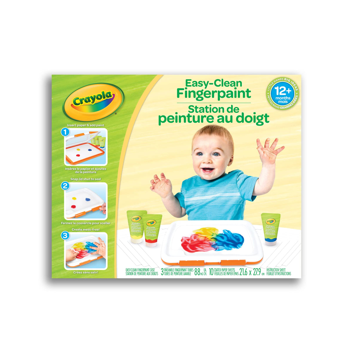 : Fingerpaint (Bilingual) by Crayola – 13 Piece Set, Paper, Blue,Red, Pack of 4, Model 806911