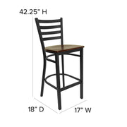 Flash Furniture Mahogany Wood Seat/Black Metal Frame / Set of 1 / Traditional Barstools