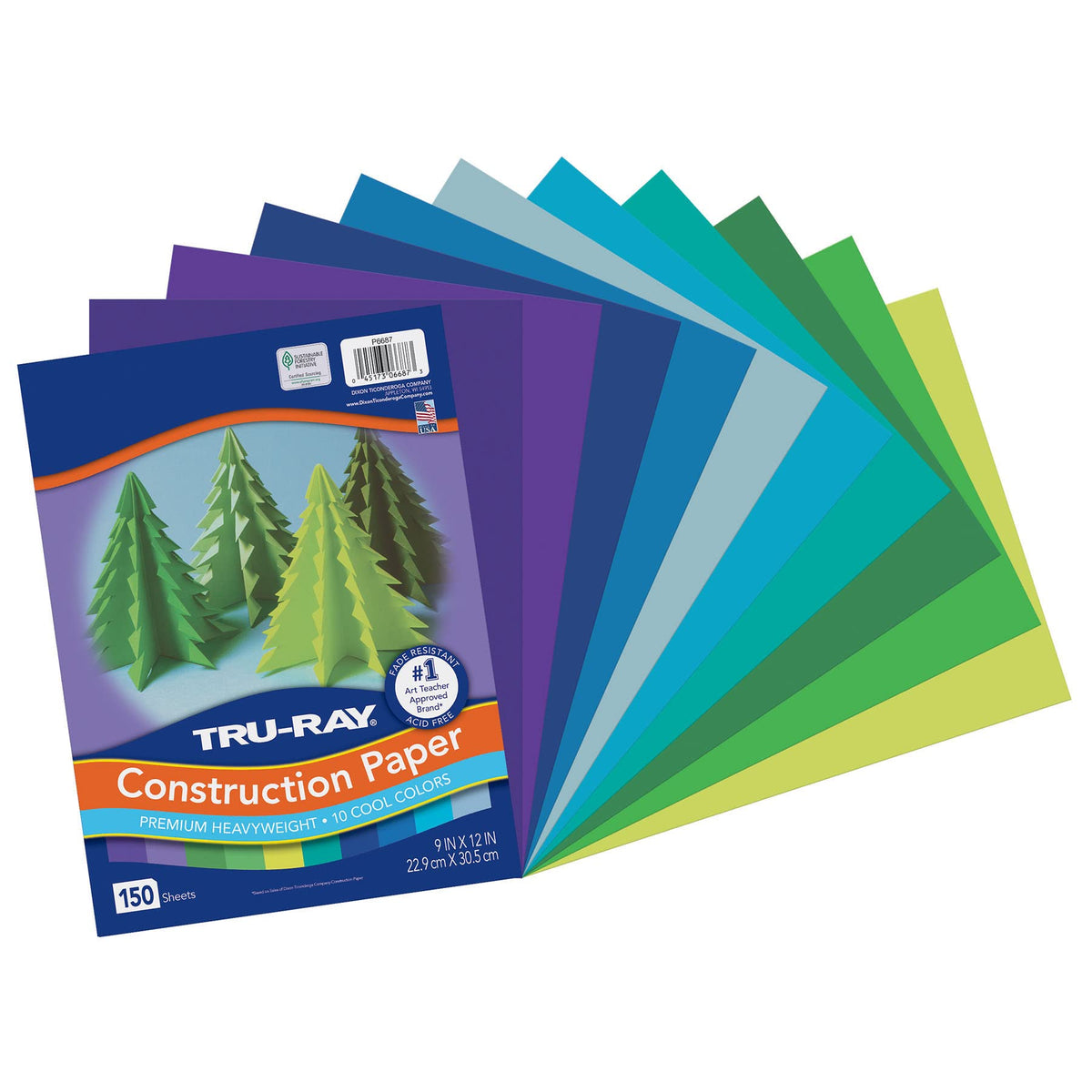 Tru-Ray Construction Paper by DIXON TICONDEROGA CO - PACON – Paper, Assorted, Pack of 3, Model PAC6687-3
