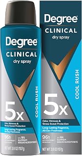 Degree Clinical Antiperspirant Deodorant Dry Spray, Cool Rush, 3.8 oz