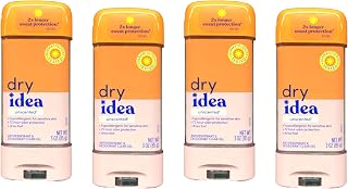 Dry Idea Clear Gel Anti-Perspirant & Deodorant, Advanced Dry, Unscented Hypo-Allergenic, 3.0 Ounce Tubes Packaging May Vary (Pack of 4)