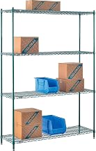 Nexel Poly-Green, 4 Tier, Wire Shelving Starter Unit, 60"W x 14"D x 86"H
