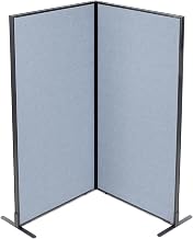 Global Industrial 36-1/4"W x 72" H Freestanding 2-Panel Corner Room Divider, Blue