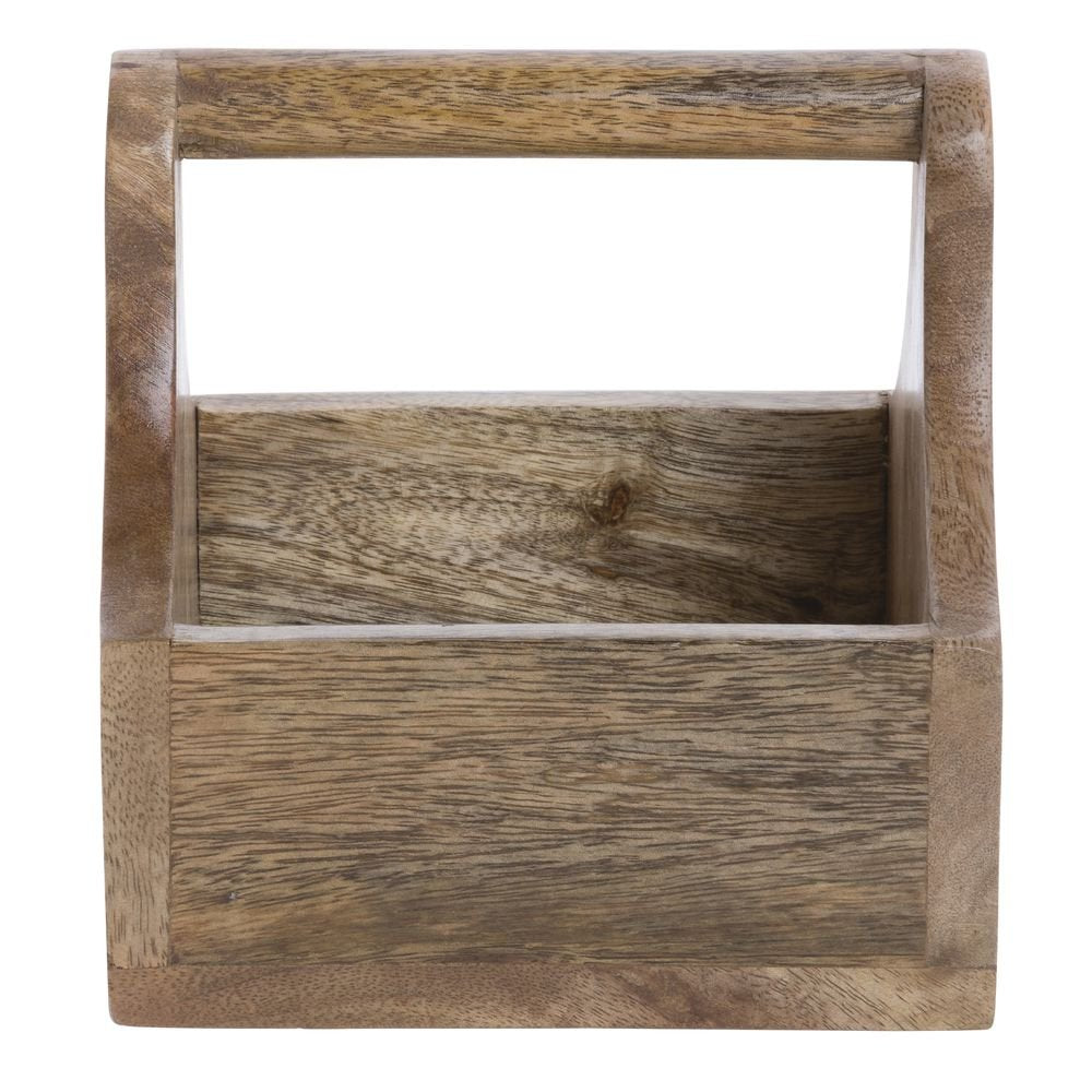 Condiment Caddy Mango Wood - 6"L x 5 3/4"W x 6"H by HUBERT – 6"L x 5 3/4"W x 6"H, Wood, Brown, Model 72588