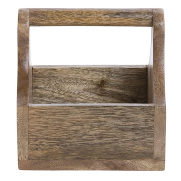 Condiment Caddy Mango Wood - 6"L x 5 3/4"W x 6"H by HUBERT – 6"L x 5 3/4"W x 6"H, Wood, Brown, Model 72588