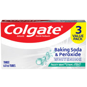 Baking Soda and Peroxide Whitening Toothpaste Gel by Colgate – 6 Ounce (Pack of 3), Frosty Mint, Pack of 3, Model US06842A