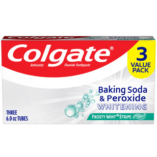 Baking Soda and Peroxide Whitening Toothpaste Gel by Colgate – 6 Ounce (Pack of 3), Frosty Mint, Pack of 3, Model US06842A
