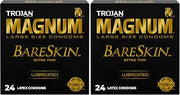 TROJAN Magnum BareSkin Premium Large Condoms, Comfortable, Smooth Lubricated Condoms for Men, 24 Count Value Pack (Pack of 2)
