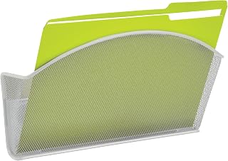 Safco Products 4176BL Onyx Mesh Magnetic Single File Organizer Stick On File Pocket | Letter Size | 4 Heavy-Duty Magnets | Steel Construction, Silver