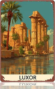 Retro Luxor Ancient Scenery Aluminum Metal Signs for Wall Display 8x12 inch | wall decor, for Living Room, Bedroom, Bathroom, Kitchen, Hallway, Garages, Man Caves