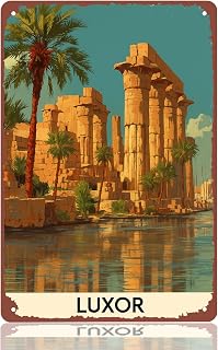 Retro Luxor Ancient Scenery Aluminum Metal Signs for Wall Display 8x12 inch | wall decor, for Living Room, Bedroom, Bathroom, Kitchen, Hallway, Garages, Man Caves