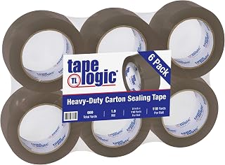 Tape Logic 2 Inch x 110 Yards Tan Hot Melt Packing Tape, 1.9 Mil Thick, Pack of 6 Rolls, for Packaging, Moving, Home and Office