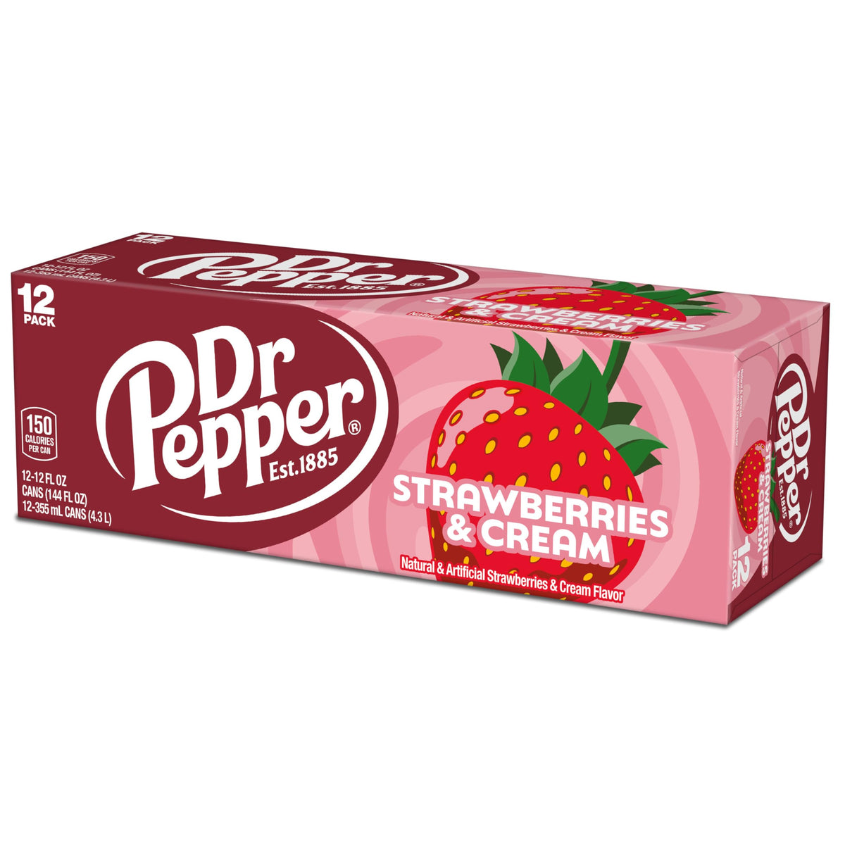Strawberries and Cream Soda by Dr Pepper – 12 Fl Oz (Pack of 12), Pack of 12, Model DRPSC