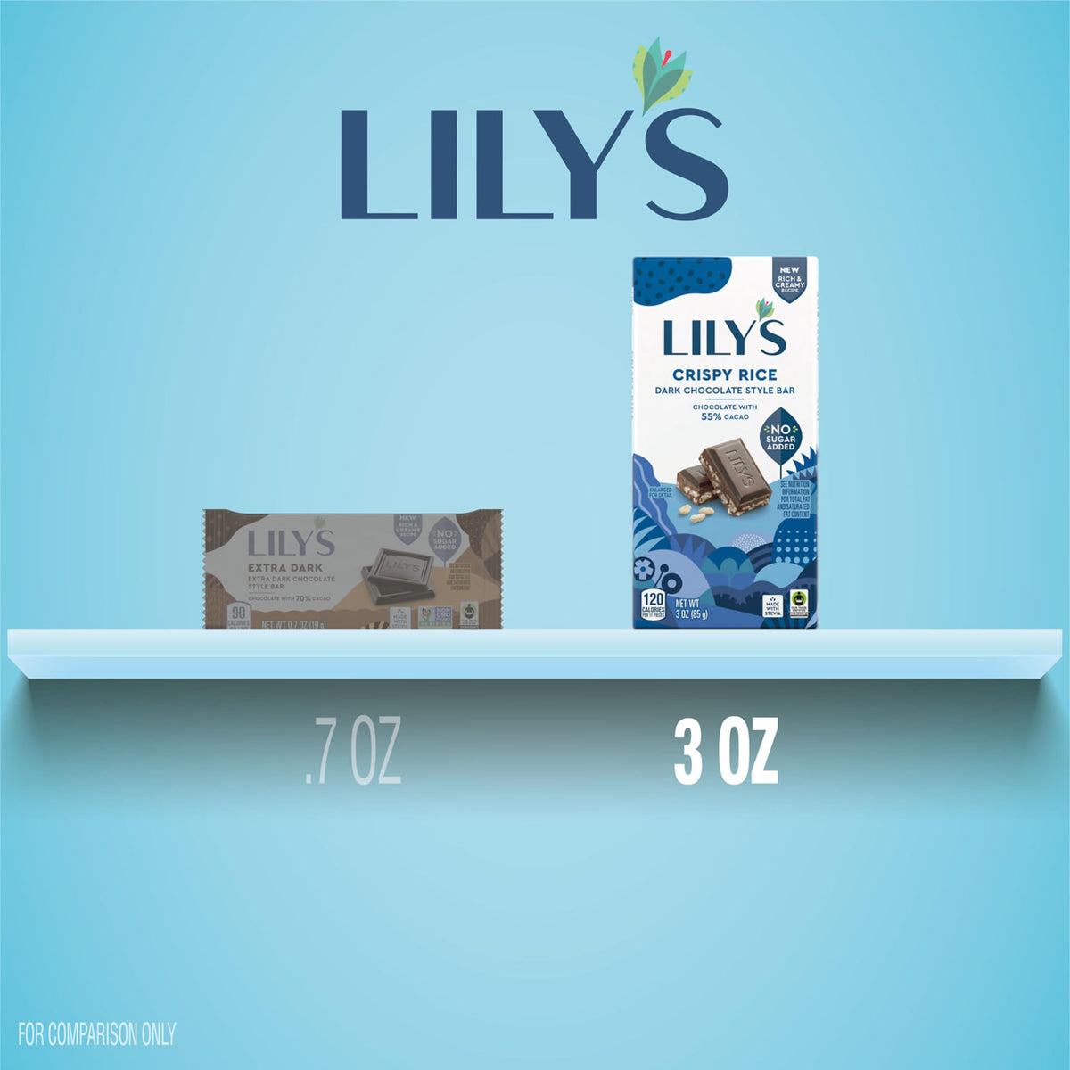 Lily's Crispy Rice Dark Chocolate Style / 3 Ounce (Pack of 144) / Dark Brown Candy & Chocolate Bars