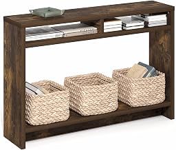 Furinno Viola Entryway Table, 3-Tier Narrow Console Table with Extra Thick Frame and Storage Shelf, 47.2" Wide Sofa Table, for Living Room, Home Office, Entryway, Amber Pine
