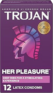TROJAN Her Pleasure Latex Lubricated Condoms, 12 Count