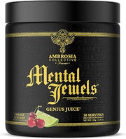 Ambrosia Mental Jewels Nootropic Brain Supplement Powder | Alpha GPC, Bacopa & Phosphatidylserine | Memory, Focus & Concentration Support | 30 Servings | Cherry Limeade