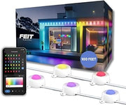 Feit Electric Permanent Outdoor Lights, Smart String Lights, 100FT LED Lights, 2.4GHz WiFi-Enabled Under Eaves Light, Works with Alexa and Google Asst, App Control, Weatherproof, SL100-60/RGBTW/AG