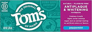 Tom's of Maine Fluoride Free Antiplaque & Whitening Toothpaste - Peppermint, 1 Ounce