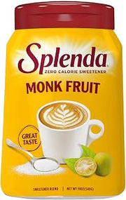 SPLENDA Monk Fruit Zero Calorie Plant Based Granulated Sweetener Jar, 19 oz