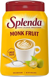 SPLENDA Monk Fruit Zero Calorie Plant Based Granulated Sweetener Jar, 19 oz