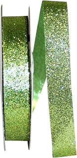 Reliant Ribbon Glitter All Rd Ribbon, 5/8 Inch X 25 Yards, Lime