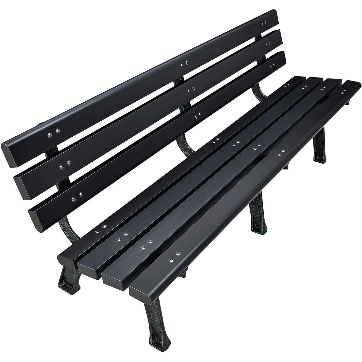 6'L Outdoor Park Bench with Backrest by Global Industrial – Iron, Black, Model 240126BK