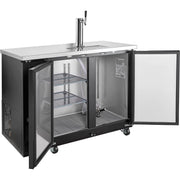 Nexel Beer Dispenser Cooler w/Single Tap Dispenser by Global Industrial – 24.38"L x 48"W x 35.63"H, Stainless Steel, Black, Model UDD-24-48-HC