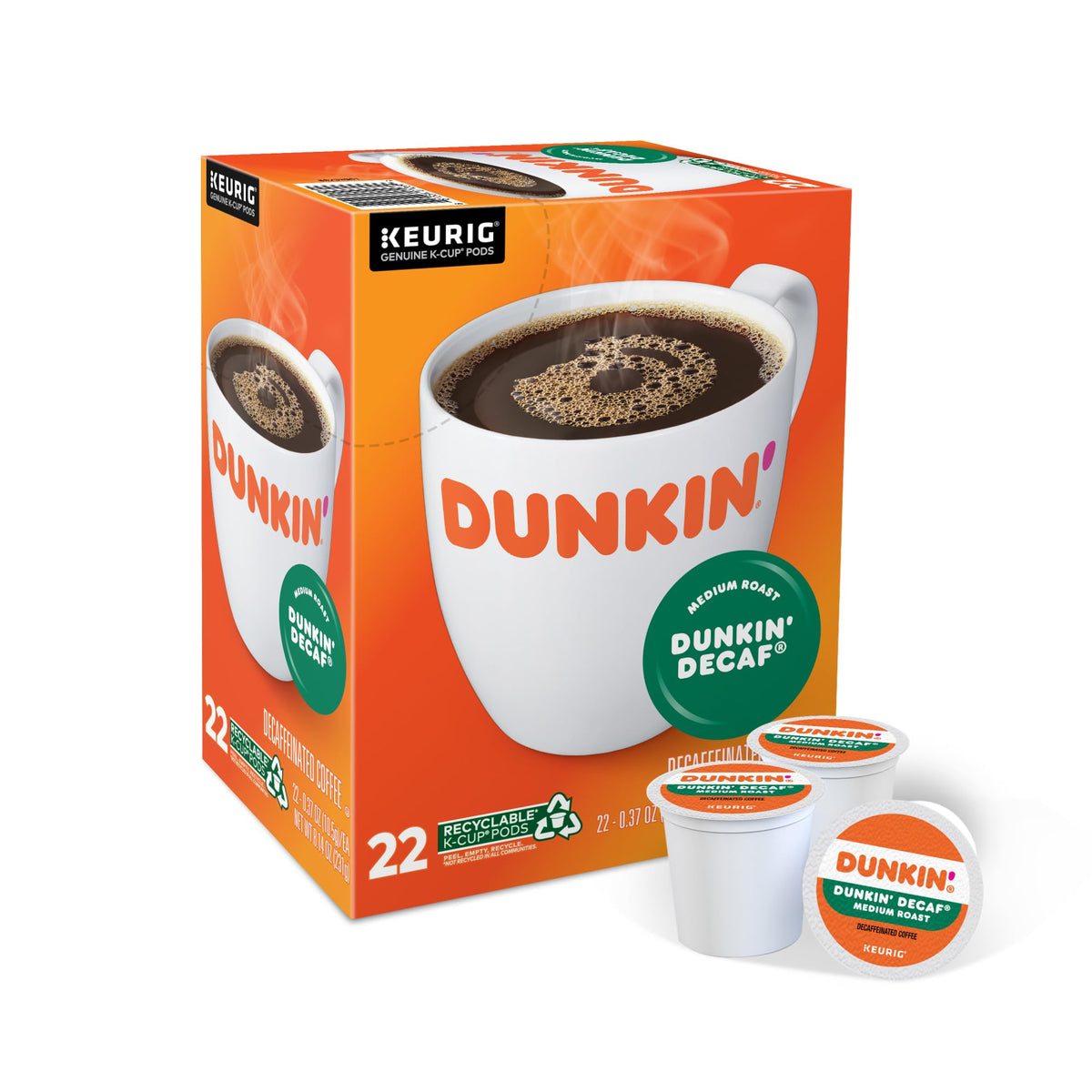 Dunkin' Decaf Medium Roast / 1 Ounce (Pack of 22) / coffee Single-Serve Capsules & Pods