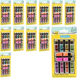Post-it Flags 684-SHVA, 0.47in Wide, Asstd Colors - 12 Pack