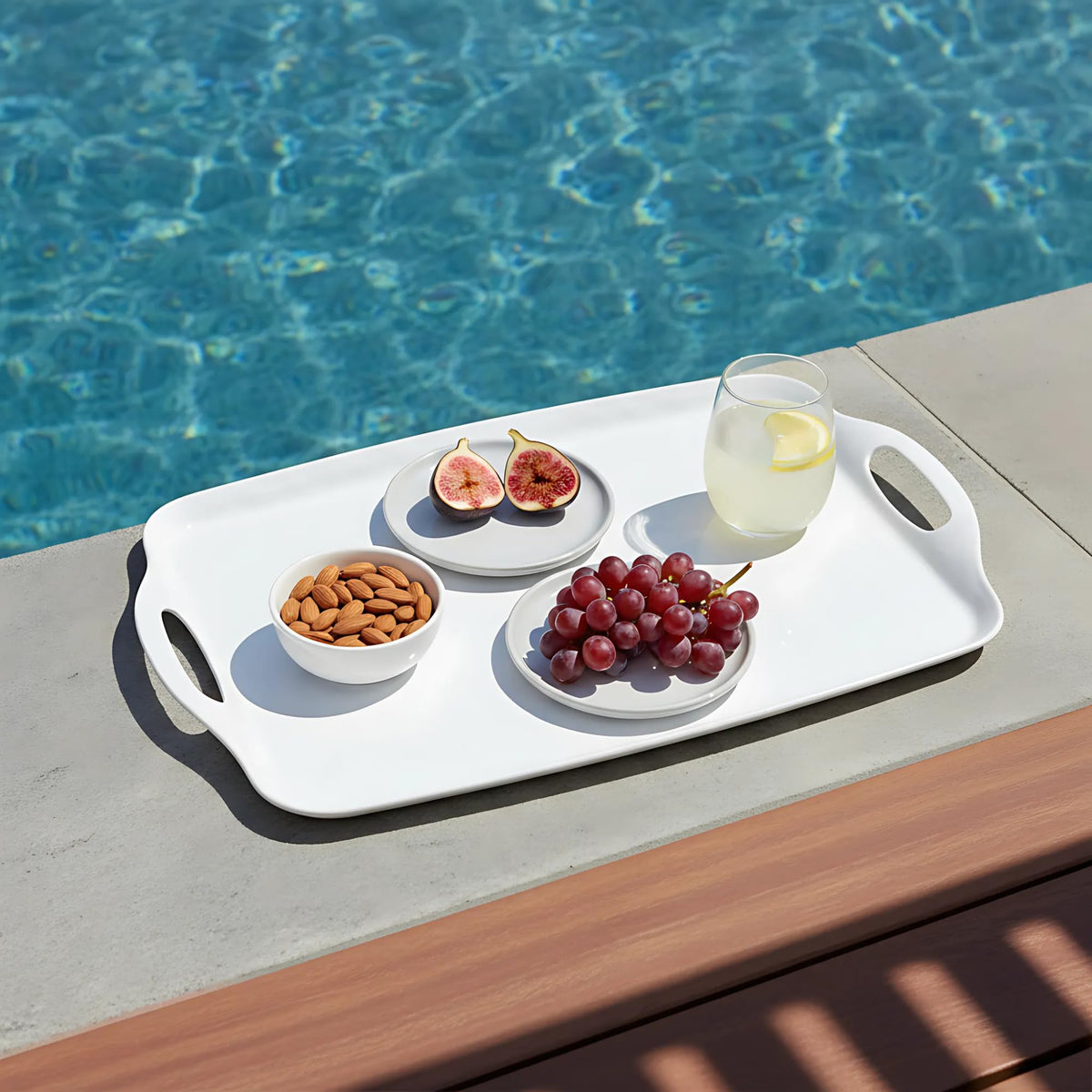 TP Melamine Serving Platters, 19 x 12 Inch Rectangular, Set of 2, Pure White