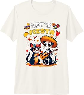 Cat and Dog Sugar Skull Let’s Fiesta Día Los Muertos Costume Premium Tri-Blend T-Shirt