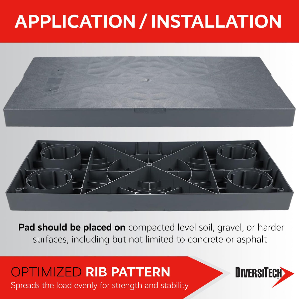 E Lite Plastic Equipment Pad for HVAC Systems by Diversitech – Onе Paсk, plastic, Model EL3232-2
