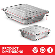 Disposable Foil Pans with Lids (Set of 20) Heavy Duty Aluminum Pans with Lids 9x13 (x10) by Stock Your Home – 1 Count Pack of 10, 0.0 liters, Aluminum, Silver, Pack of 10