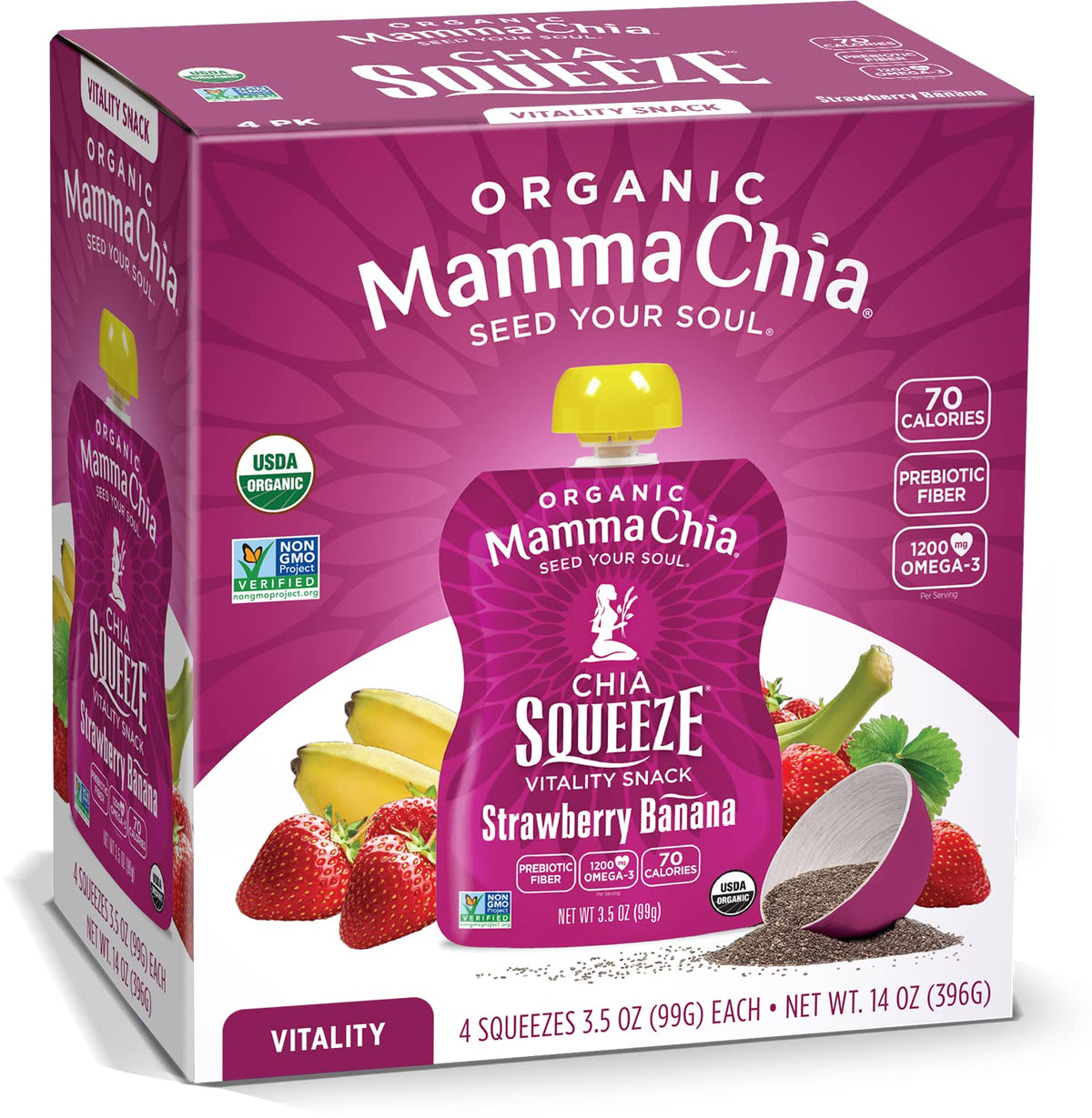 Mamma Chia Strawberry Banana / 3.5 Ounce (Pack of 24) / Snack Fruit Snacks