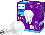 PHILIPS LED Frosted Dimmable A19 Light Bulb - Pack of 2 - EyeComfort Flicker Free - 16W = 100W - 1600 Lumen - Daylight (5000K) - E26 Base - Indoor - Title 20