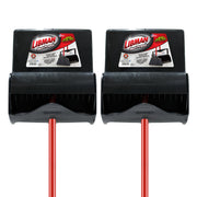 Lobby Dust Pan and Broom Set (Open Lid) by LIBMAN COMMERCIAL – Pack of 2, Steel handle; poly dustpan, Black/Red, Pack of 2