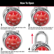 Locker Lock Combination Padlock by Master Lock – 1 Pack, Alloy Steel, Red, Model 1504D